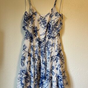 Express Blue & White Floral Spaghetti Strap Sundress